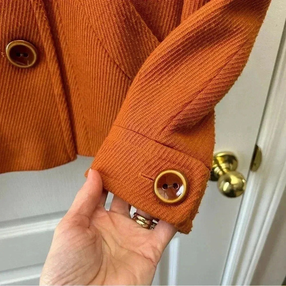 Vintage Pea Coat Blazer Double Breasted Wool Blend Rusty Orange Size  Small - Picture 6 of 16